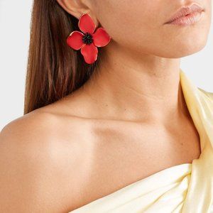 Oscar de la Renta Painted Flower Button Earrings